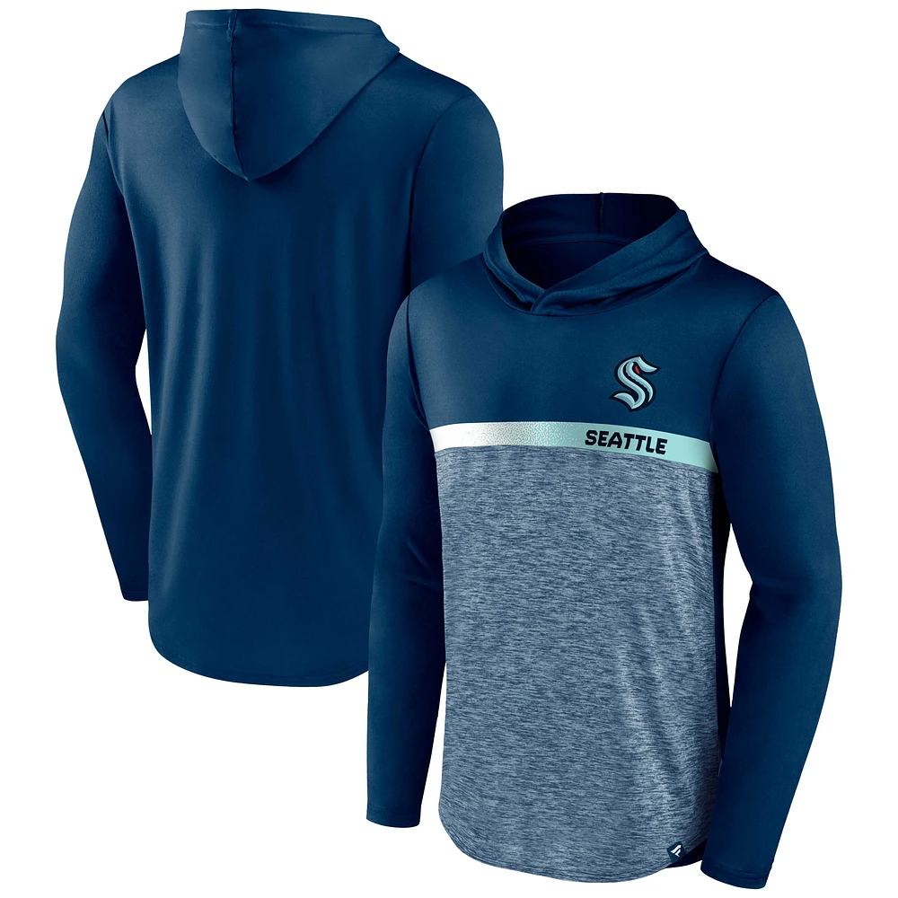 Men's Fanatics Deep Sea Blue Seattle Kraken Podium Defender Pullover Hoodie