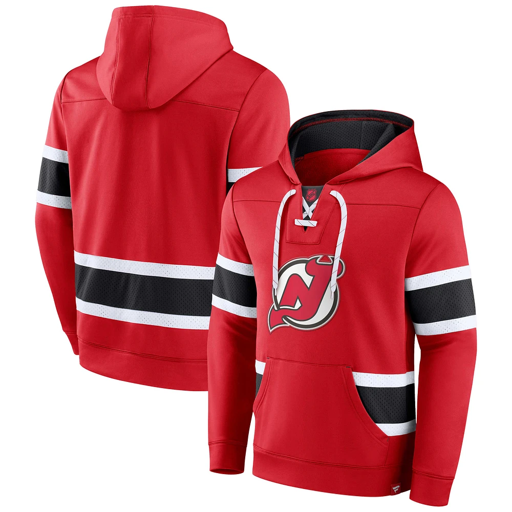 Men's Fanatics Red New Jersey Devils Powerplay Warrior Pullover Hoodie