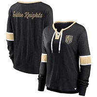 Women's Fanatics Black Vegas Golden Knights Effervescent Exclusive Lace-Up Long Sleeve T-Shirt