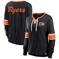 Women's Fanatics Black Philadelphia Flyers Effervescent Exclusive Lace-Up Long Sleeve T-Shirt