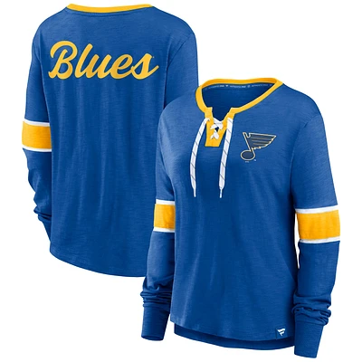 Women's Fanatics Blue St. Louis Blues Effervescent Exclusive Lace-Up Long Sleeve T-Shirt