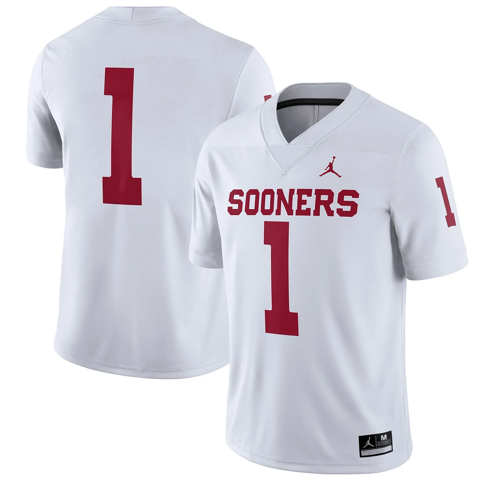 Men's Jordan Brand White Oklahoma Sooners #1 Away Game Jersey