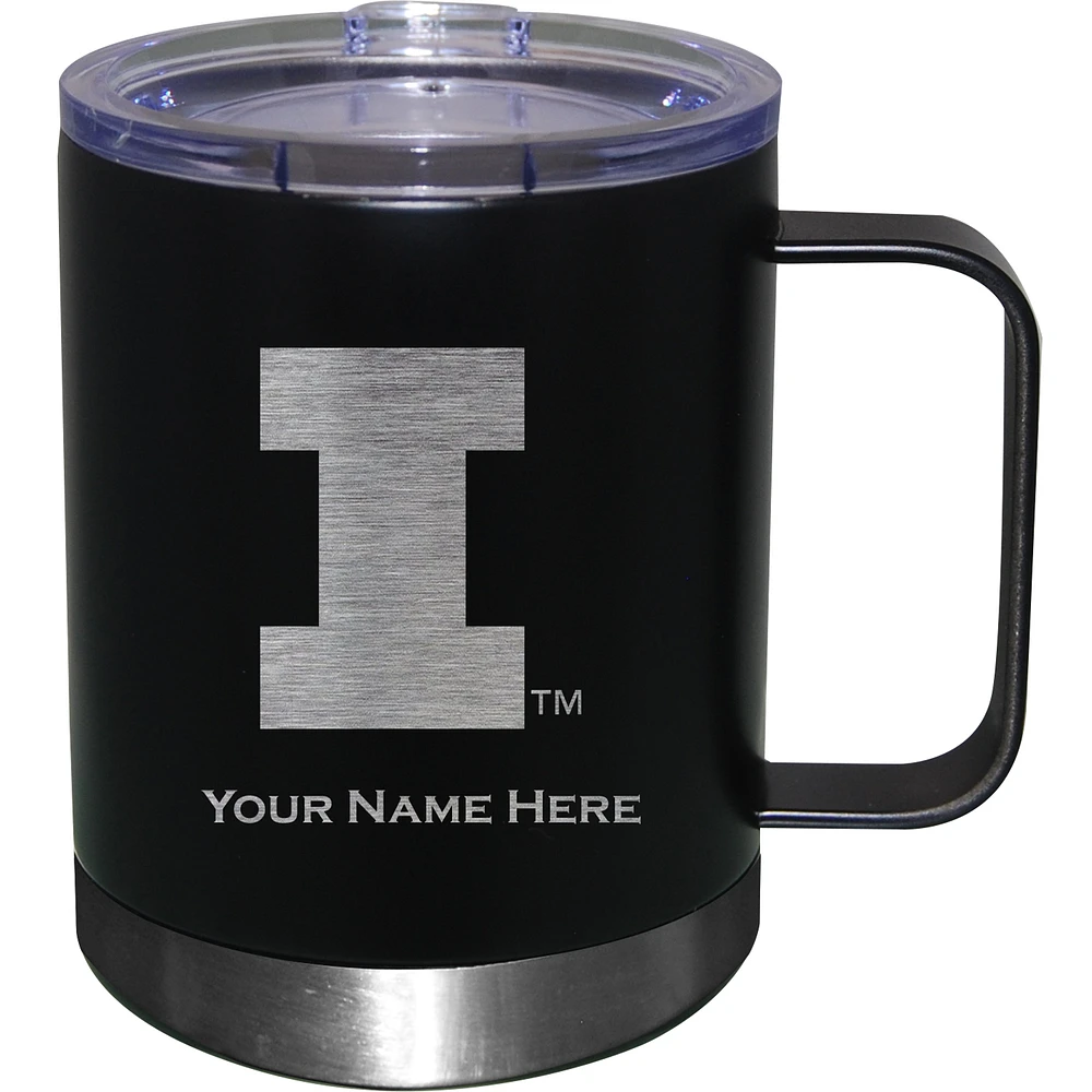 Black Illinois Fighting Illini 12oz. Personalized Stainless Steel Lowball with Handle