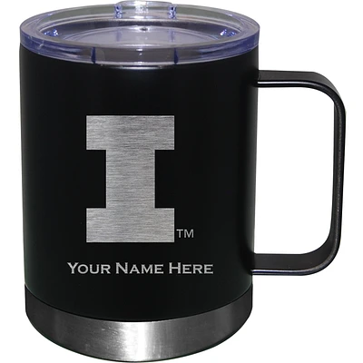 Black Illinois Fighting Illini 12oz. Personalized Stainless Steel Lowball with Handle