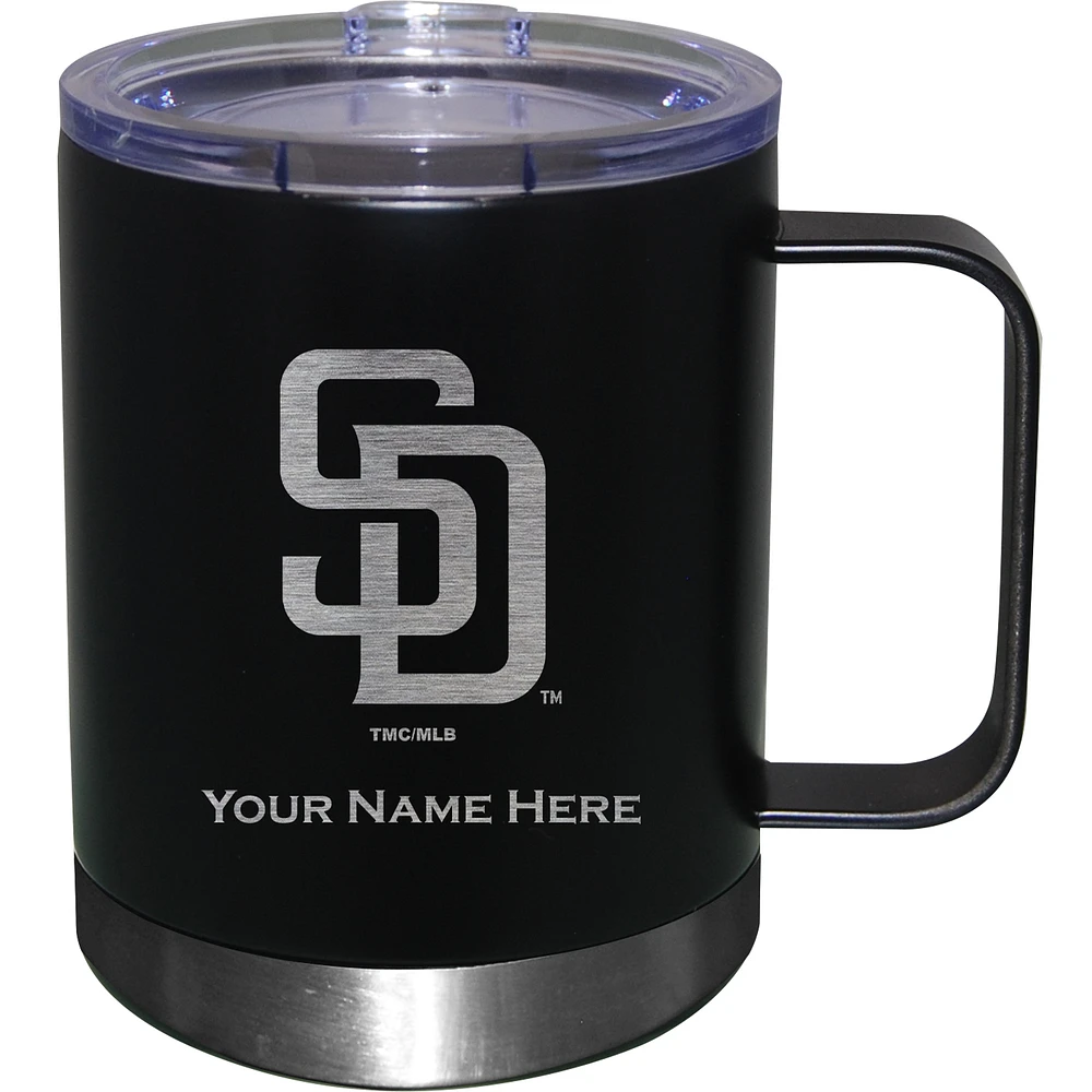 Black San Diego Padres 12oz. Personalized Stainless Steel Lowball with Handle