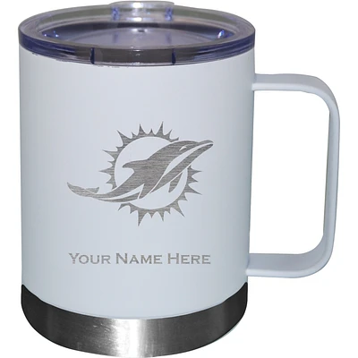 White Miami Dolphins 12oz. Personalized Stainless Steel Lowball with Handle
