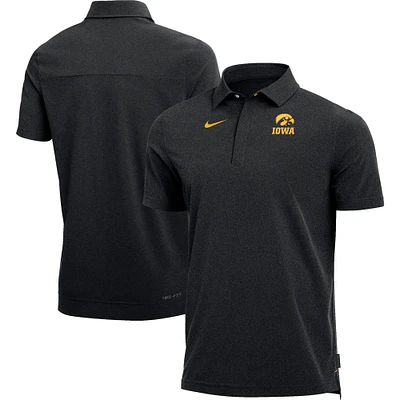 Men's Nike Heathered Black Iowa Hawkeyes 2022 Coach Performance Polo