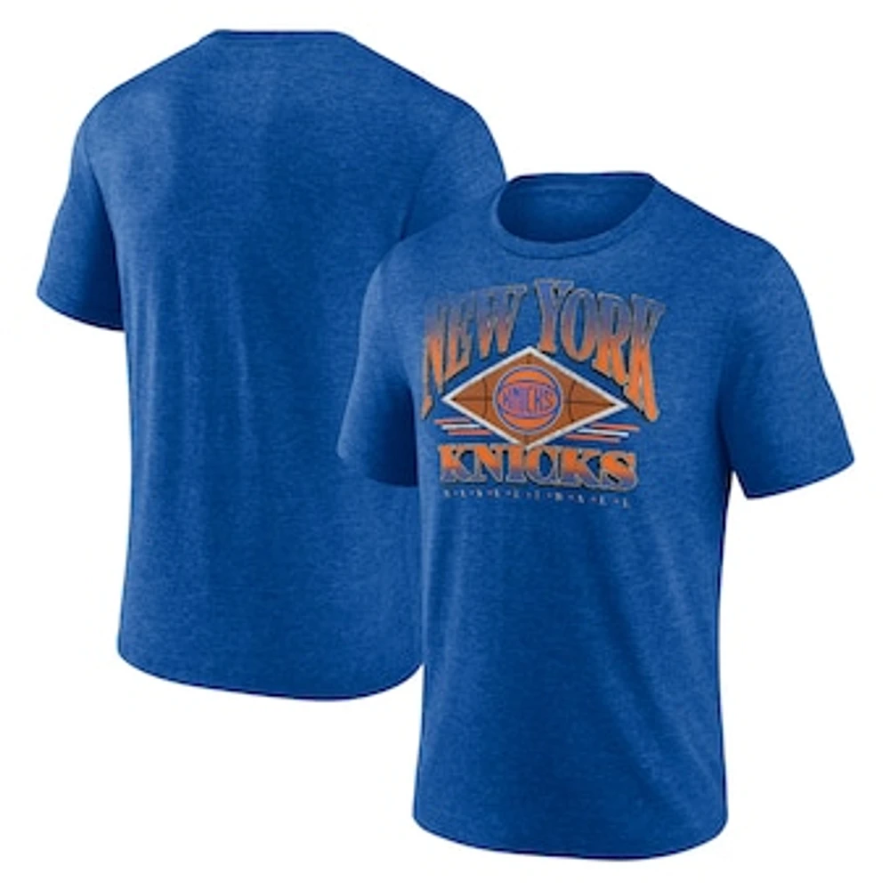 Men's Fanatics Heather Blue New York Knicks True Classics Power Phase Tri-Blend T-Shirt