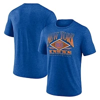 Men's Fanatics Heather Blue New York Knicks True Classics Power Phase Tri-Blend T-Shirt