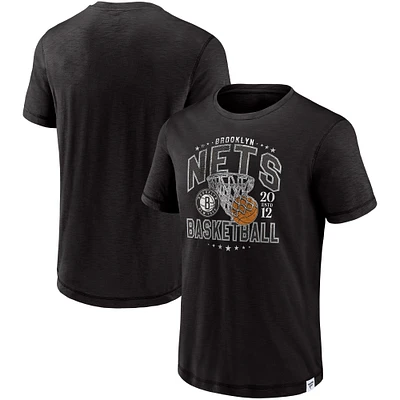 Men's Fanatics Black Brooklyn Nets Reinforce True Classics Vintage Slub T-Shirt