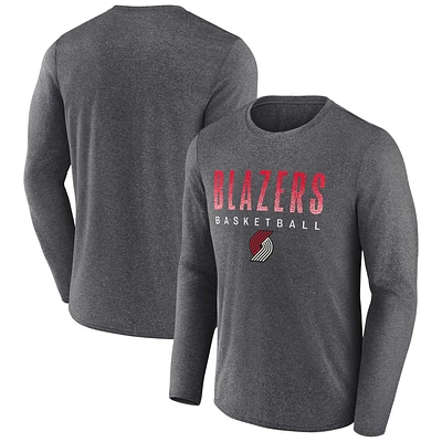 Men's Fanatics Heathered Charcoal Portland Trail Blazers Where Legends Play Iconic Practice Long Sleeve T-Shirt