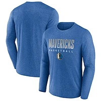 Men's Fanatics Heathered Blue Dallas Mavericks Where Legends Play Iconic Practice Long Sleeve T-Shirt