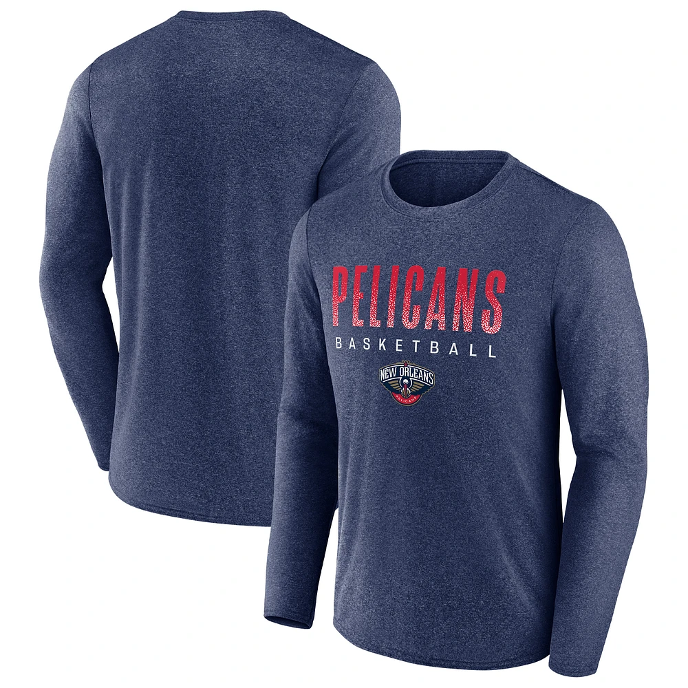 Men's Fanatics Heathered Navy New Orleans Pelicans Where Legends Play Iconic Practice Long Sleeve T-Shirt