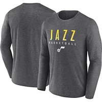 Men's Fanatics Heather Charcoal Utah Jazz Where Legends Play Iconic Practice Long Sleeve T-Shirt