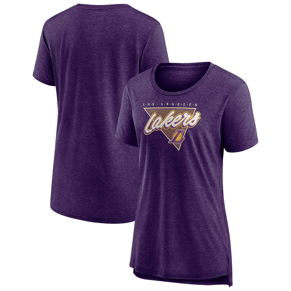 Women's Fanatics Heathered Purple Los Angeles Lakers True Classics Tri-Blend T-Shirt