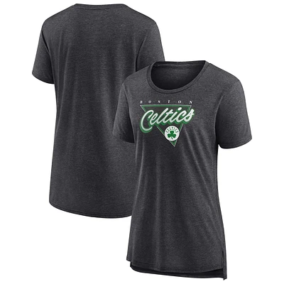 Women's Fanatics Heathered Charcoal Boston Celtics True Classics Tri-Blend T-Shirt