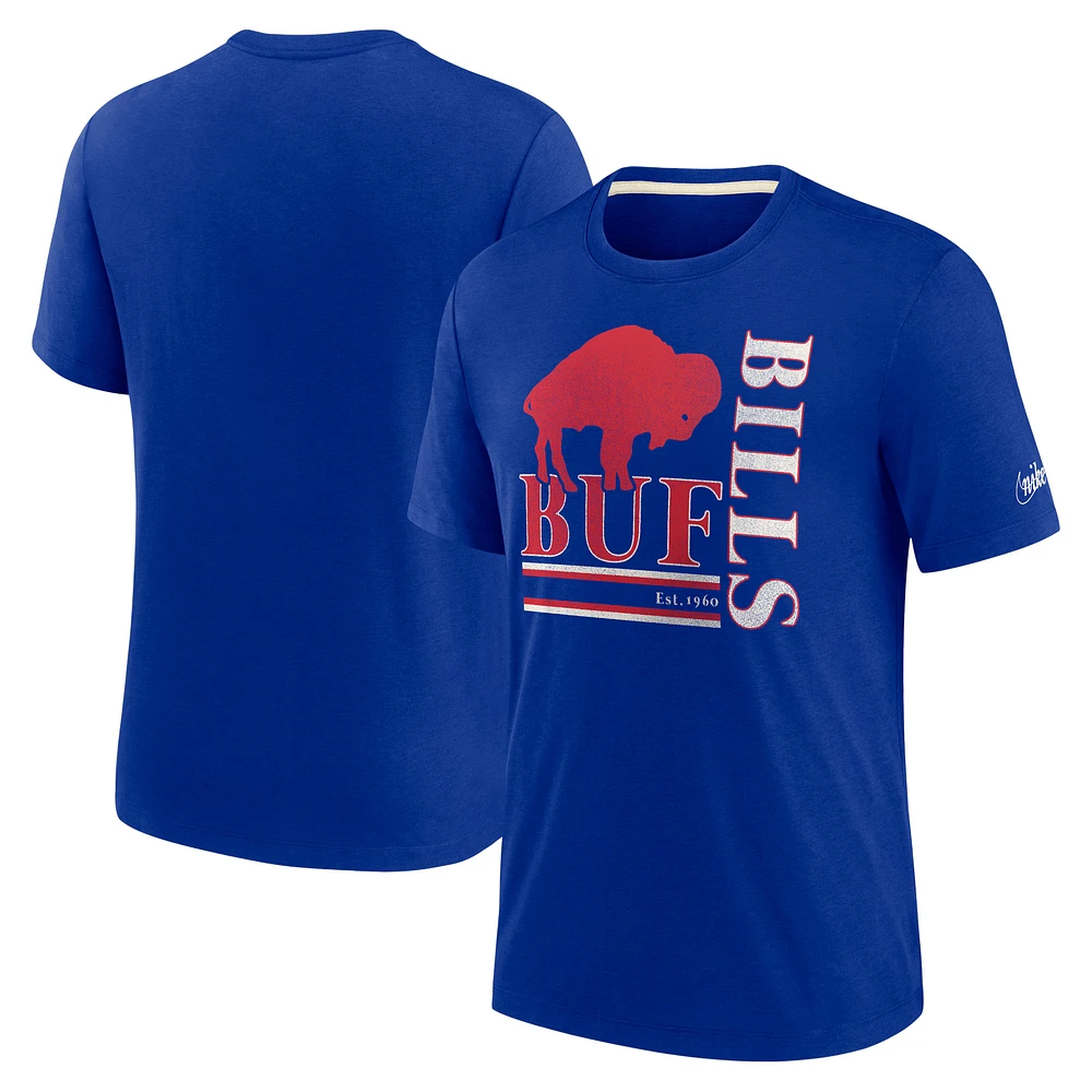 Men's Nike Royal Buffalo Bills Wordmark Logo Tri-Blend T-Shirt