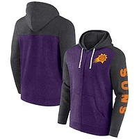 Men's Fanatics Heather Purple/Heather Charcoal Phoenix Suns Down and Distance Full-Zip Hoodie