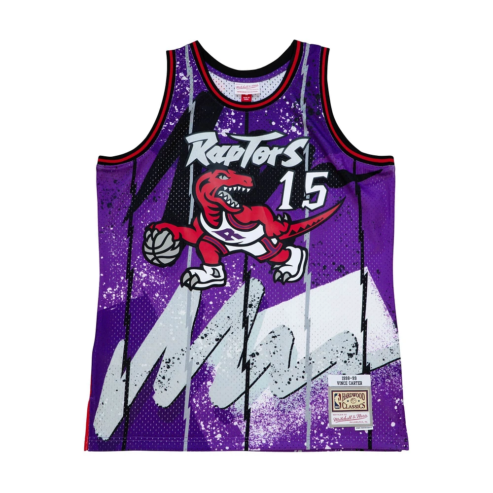 Men's Mitchell & Ness Vince Carter Purple Toronto Raptors 1998/99 Hardwood Classics Hyper Hoops Swingman Player - Jersey