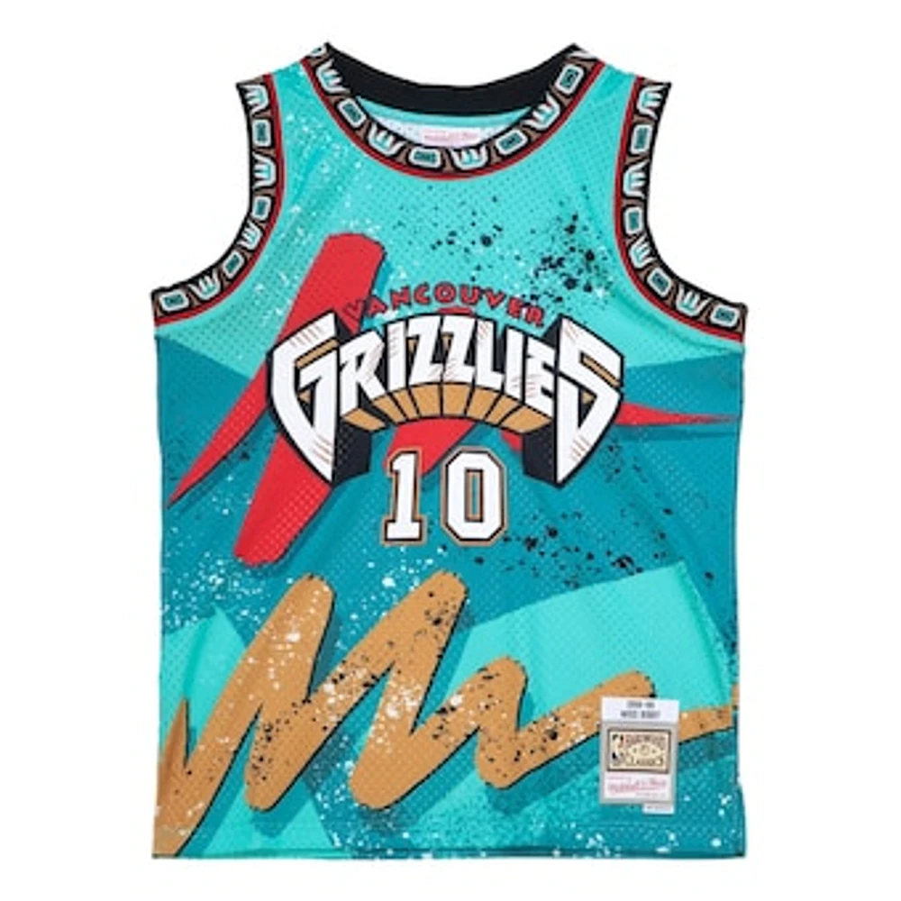 Men's Mitchell & Ness Mike Bibby Teal Vancouver Grizzlies 1998/99 Hardwood Classics Hyper Hoops Swingman Player - Jersey