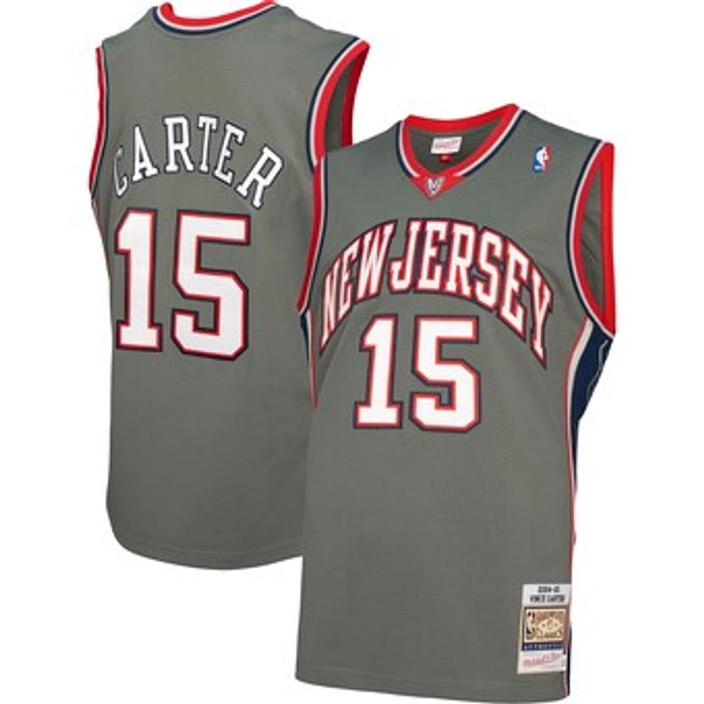 Men's Mitchell & Ness Vince Carter Gray New Jersey Nets 2004/05 Hardwood Classics Authentic