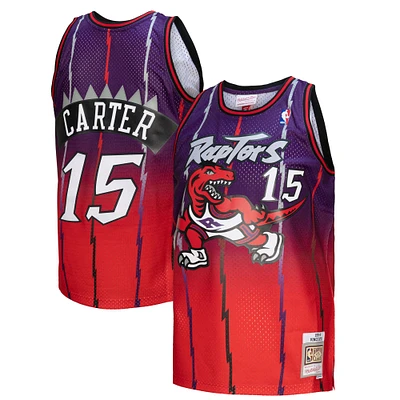 Men's Mitchell & Ness Vince Carter Purple/Red Toronto Raptors - 1998/99 Fadeaway Swingman Player Jersey