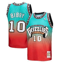 Men's Mitchell & Ness Mike Bibby Teal/Red Vancouver Grizzlies - 1998/99 Fadeaway Swingman Player Jersey