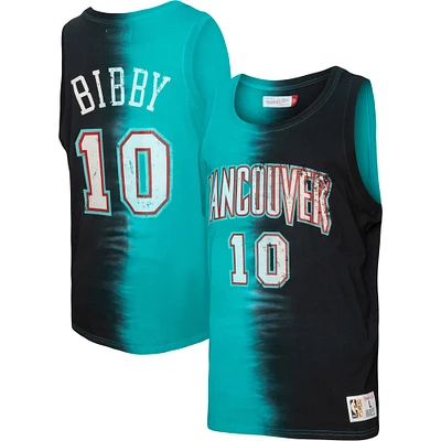 Men's Mitchell & Ness Mike Bibby Turquoise/Black Vancouver Grizzlies Hardwood Classics Tie-Dye Name Number - Tank Top