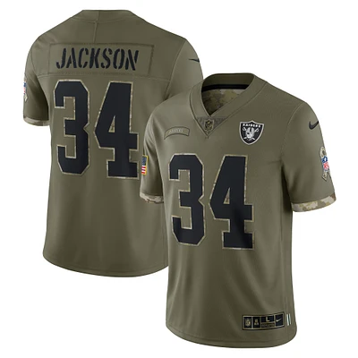 Men's Nike Bo Jackson Olive Las Vegas Raiders 2022 Salute To Service - Limited Player Jersey