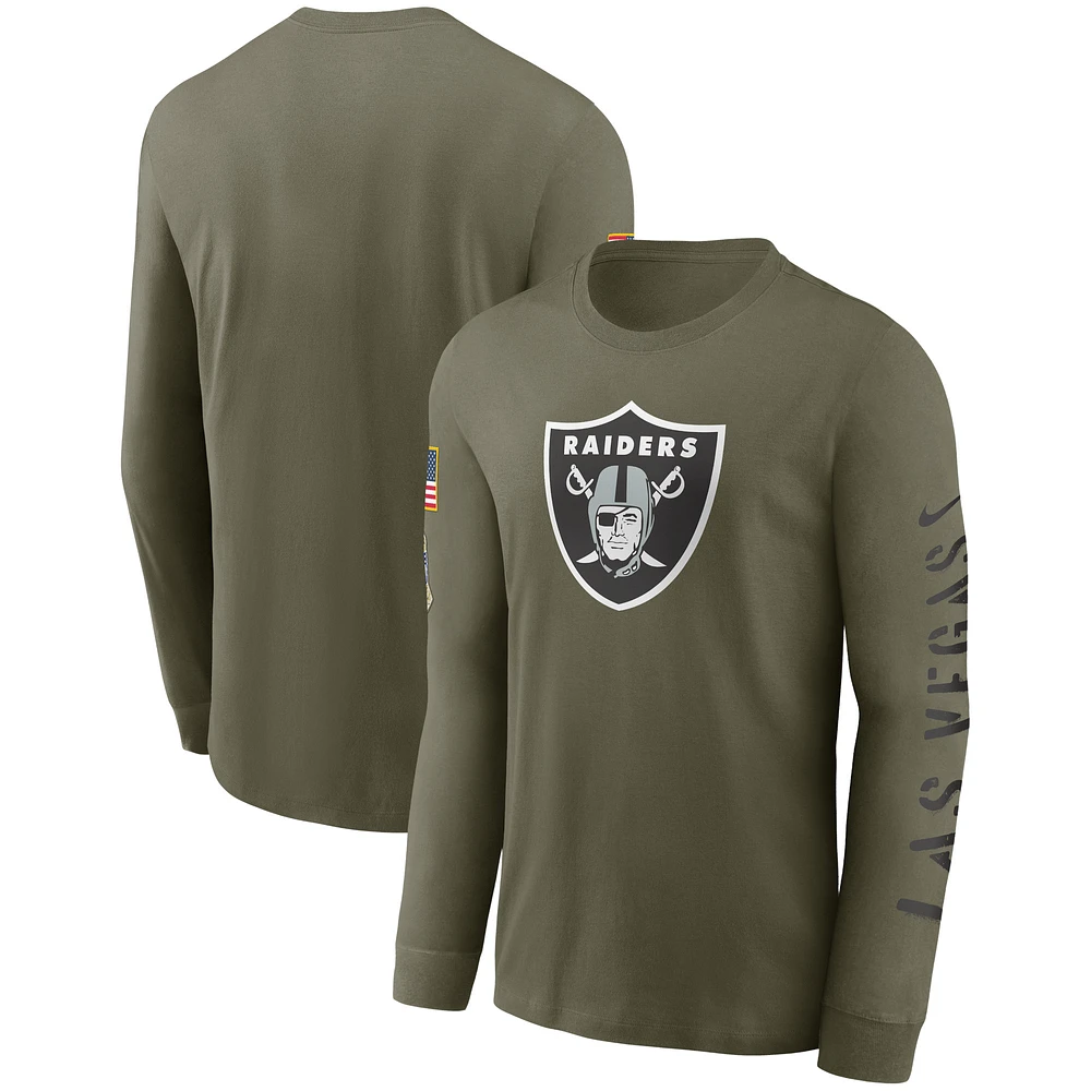 Men's Nike Olive Las Vegas Raiders 2022 Salute To Service - Team Logo Long Sleeve T-Shirt