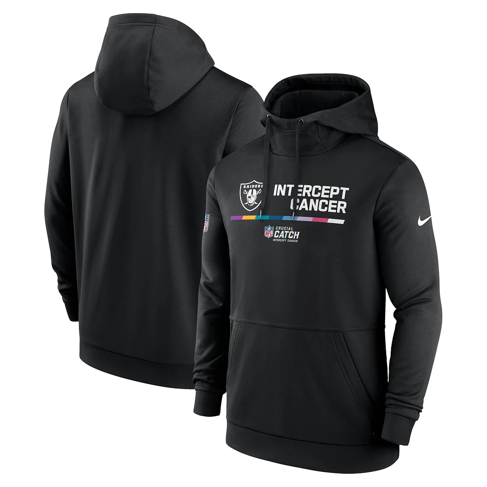 Men's Nike Black Las Vegas Raiders 2022 NFL Crucial Catch - Therma Performance Pullover Hoodie