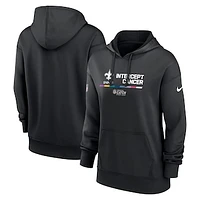 Women's Nike Black New Orleans Saints 2022 NFL Crucial Catch - Therma Performance Pullover Hoodie