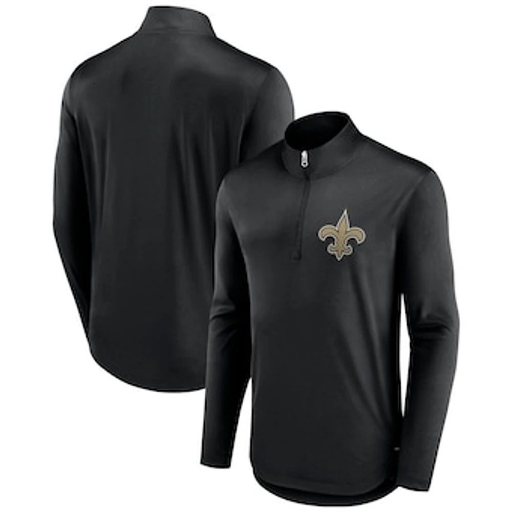 Men's Fanatics Black New Orleans Saints Tough Minded Quarter-Zip Top