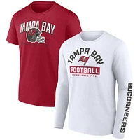 Men's Fanatics Red/White Tampa Bay Buccaneers Long and Short Sleeve Two-Pack T-Shirt