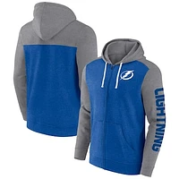 Men's Fanatics Heather Blue Tampa Bay Lightning Down and Distance Full-Zip Hoodie