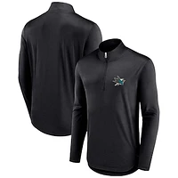 Men's Fanatics Black San Jose Sharks Tough Minded Quarter-Zip Top