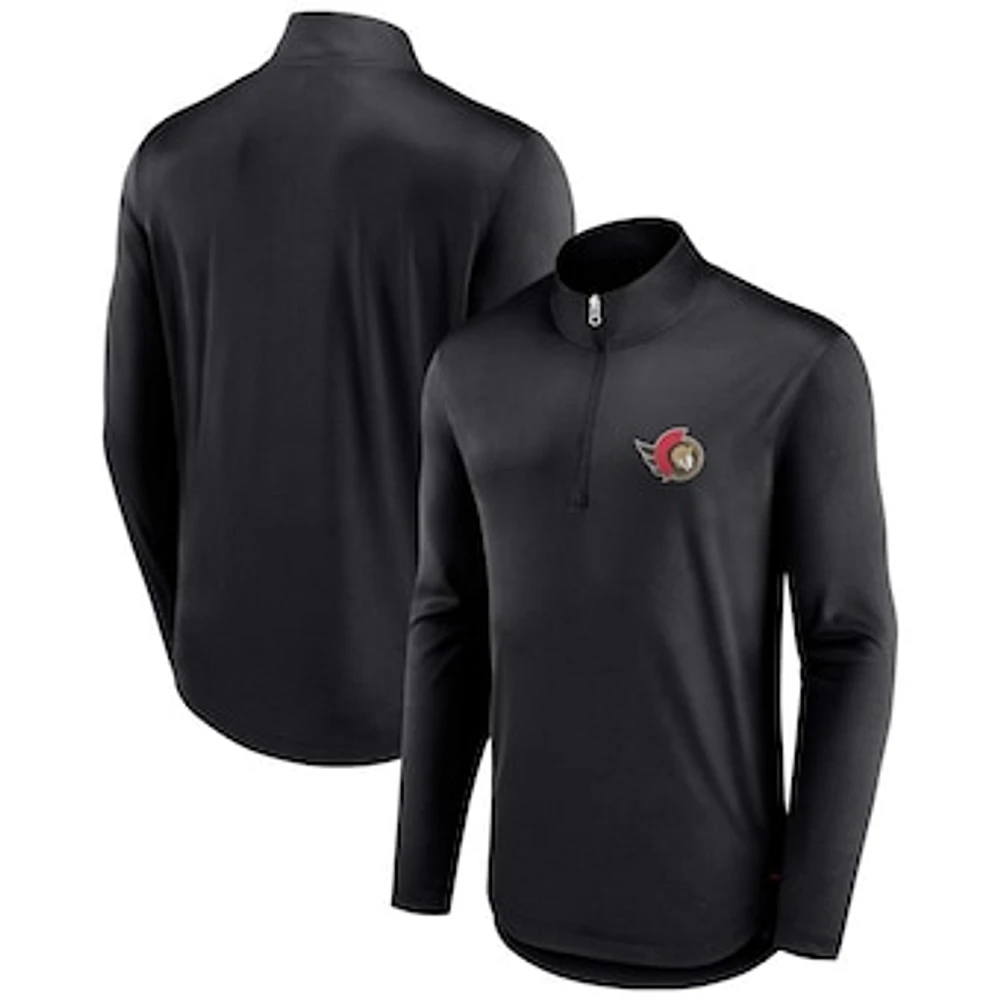 Men's Fanatics Black Ottawa Senators Tough Minded Quarter-Zip Top