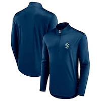 Men's Fanatics Deep Sea Blue Seattle Kraken Tough Minded Quarter-Zip Top