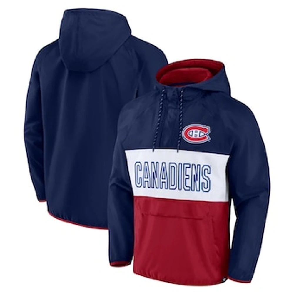 Men's Fanatics Navy Montreal Canadiens Backhand Shooter Anorak Raglan Quarter-Zip - Hoodie Jacket