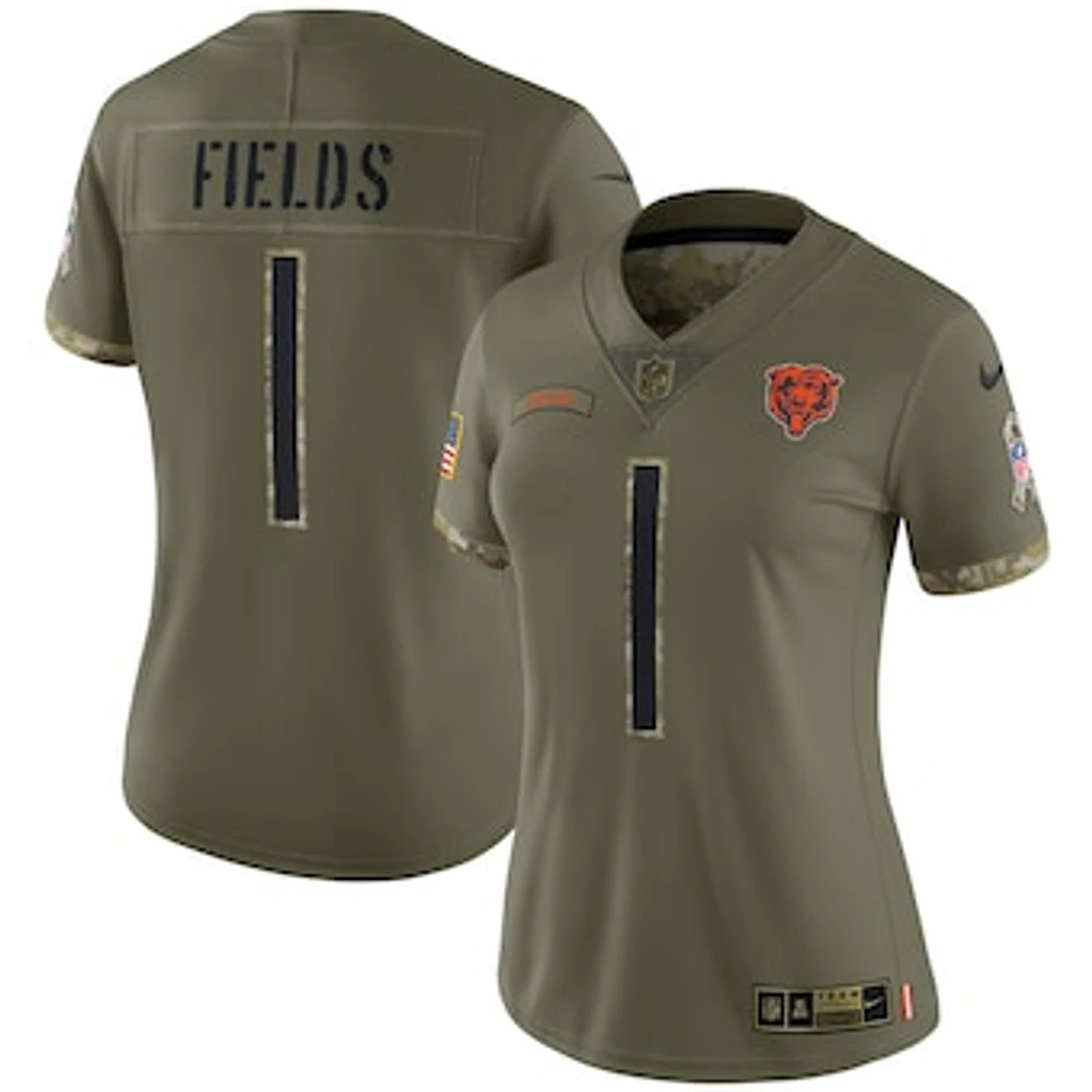 Women's Nike Justin Fields Olive Chicago Bears Salute To Service Limited Jersey