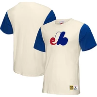 Men's Mitchell & Ness Cream Montreal Expos Cooperstown Collection Team Color Block T-Shirt