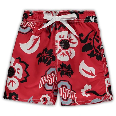 Preschool Wes & Willy Scarlet Ohio State Buckeyes Floral Volley Swim Shorts