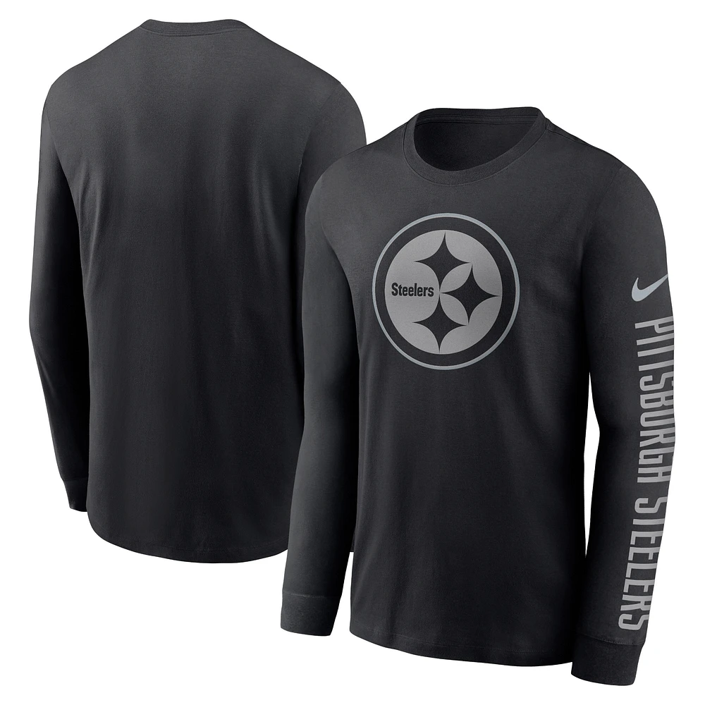 Men's Nike Black Pittsburgh Steelers RFLCTV - Long Sleeve T-Shirt