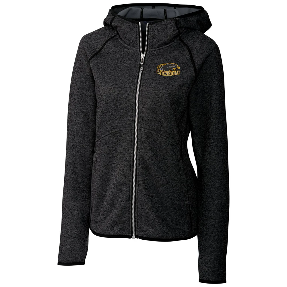 Women's Cutter & Buck Heathered Charcoal Wisconsin-Milwaukee Panthers Mainsail Full-Zip Hoodie