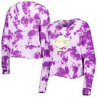 Women's New Era Purple Los Angeles Lakers Tie Dye Cropped Long Sleeve T-Shirt