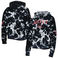 Women's New Era Black Chicago Bulls Brushed Cotton Tie-Dye Pullover Hoodie