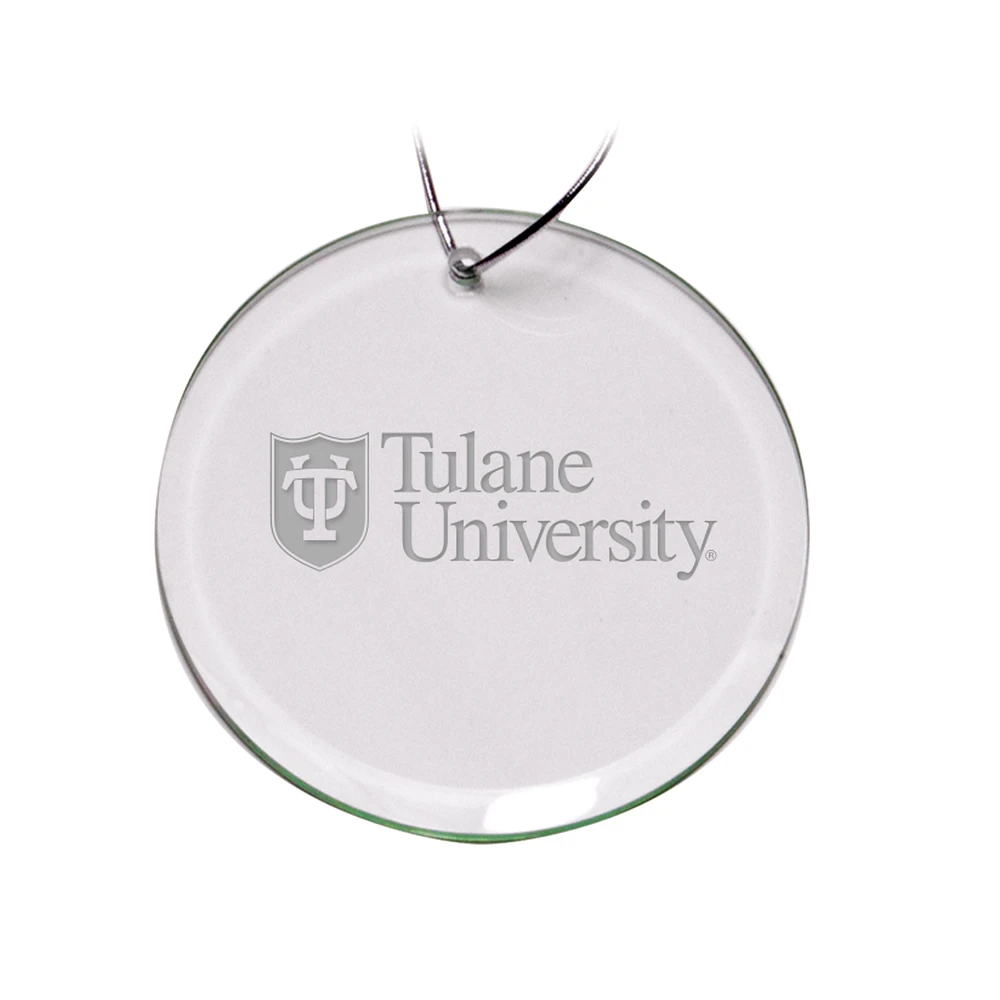 Tulane Green Wave 3'' Team Glass Round Ornament