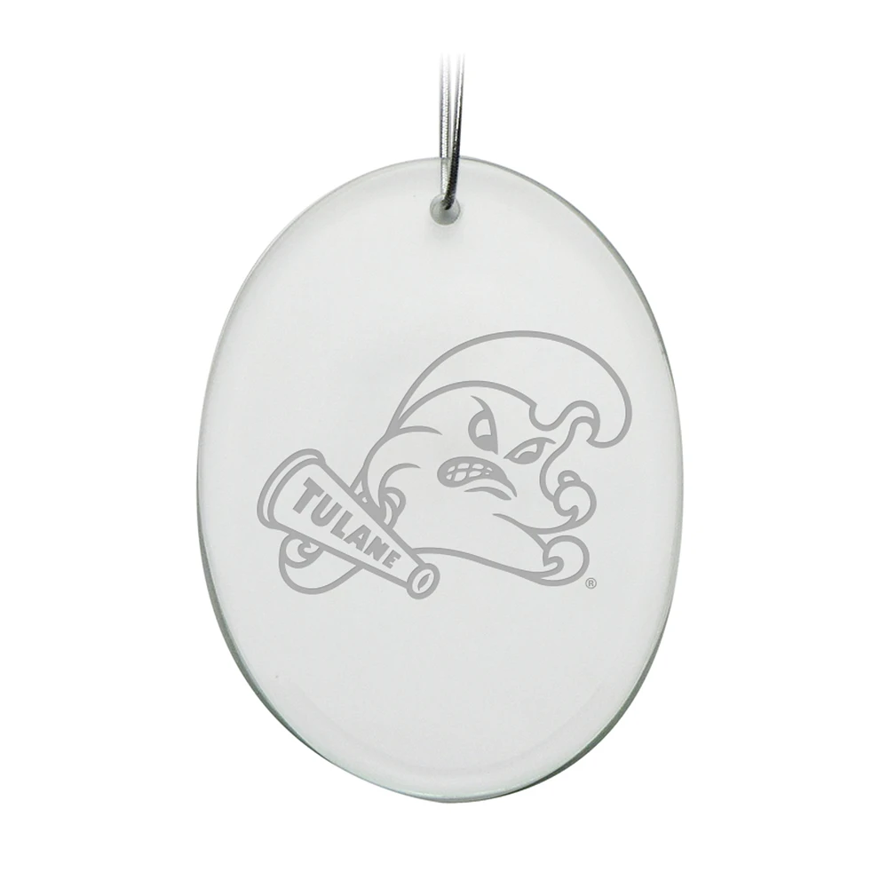Tulane Green Wave 2.75'' x 3.75'' Glass Oval Ornament