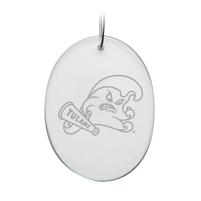 Tulane Green Wave 2.75'' x 3.75'' Glass Oval Ornament