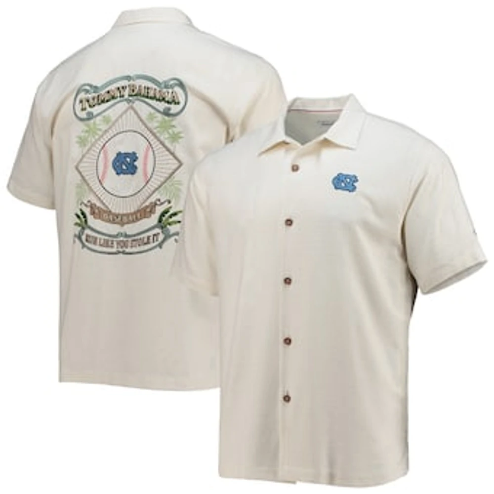 Men's Tommy Bahama White North Carolina Tar Heels Run Like You Stole It Camp Button-Up Shirt